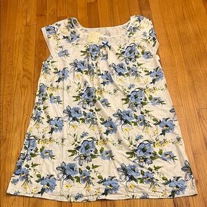 NWT Women's Blue Floral Sleepshirt Nightgown - Lightweight Comfort